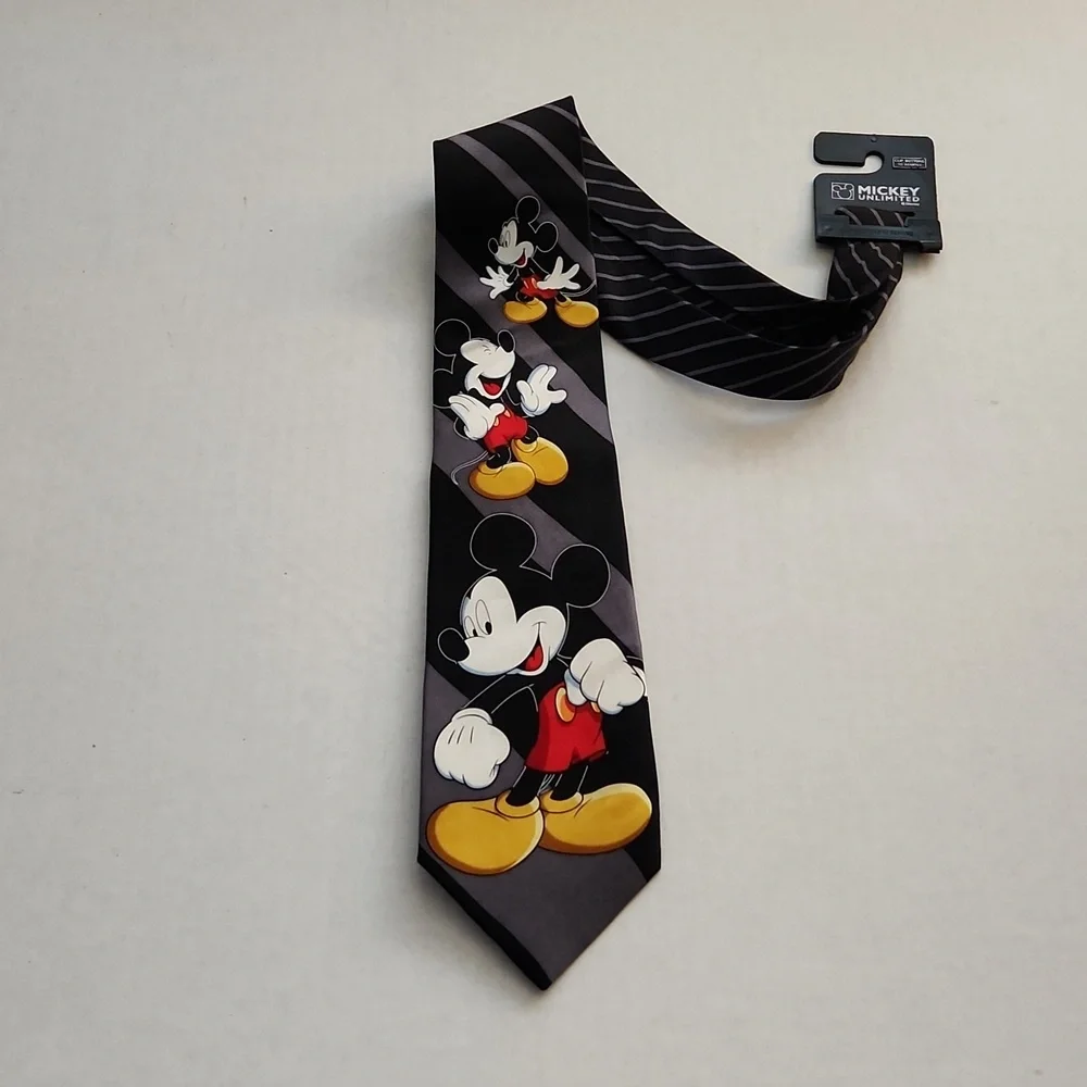 Vintage Mickey Unlimited Classic Mickey Mouse Neck Tie Satin 100% Silk